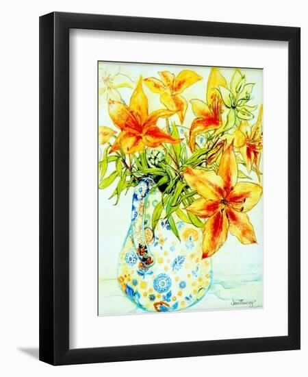 Orange Lilies in a Japanese Vase, 2000-Joan Thewsey-Framed Premium Giclee Print