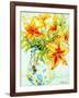 Orange Lilies in a Japanese Vase, 2000-Joan Thewsey-Framed Giclee Print