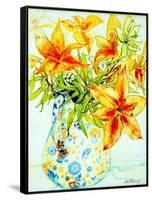 Orange Lilies in a Japanese Vase, 2000-Joan Thewsey-Framed Stretched Canvas