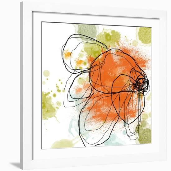 Orange Liquid Flower-Jan Weiss-Framed Art Print