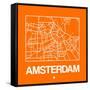 Orange Map of Amsterdam-NaxArt-Framed Stretched Canvas