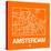 Orange Map of Amsterdam-NaxArt-Stretched Canvas