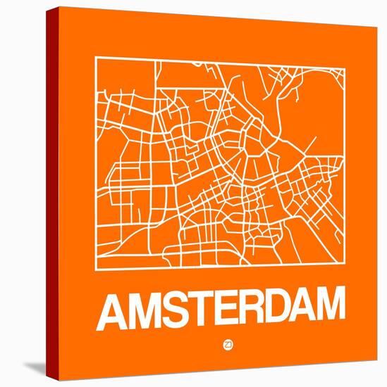 Orange Map of Amsterdam-NaxArt-Stretched Canvas