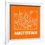 Orange Map of Amsterdam-NaxArt-Framed Art Print