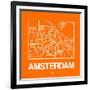 Orange Map of Amsterdam-NaxArt-Framed Art Print