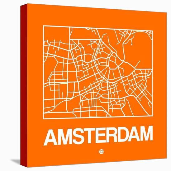 Orange Map of Amsterdam-NaxArt-Stretched Canvas