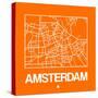 Orange Map of Amsterdam-NaxArt-Stretched Canvas