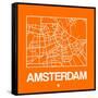 Orange Map of Amsterdam-NaxArt-Framed Stretched Canvas