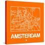 Orange Map of Amsterdam-NaxArt-Stretched Canvas