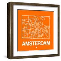 Orange Map of Amsterdam-NaxArt-Framed Art Print