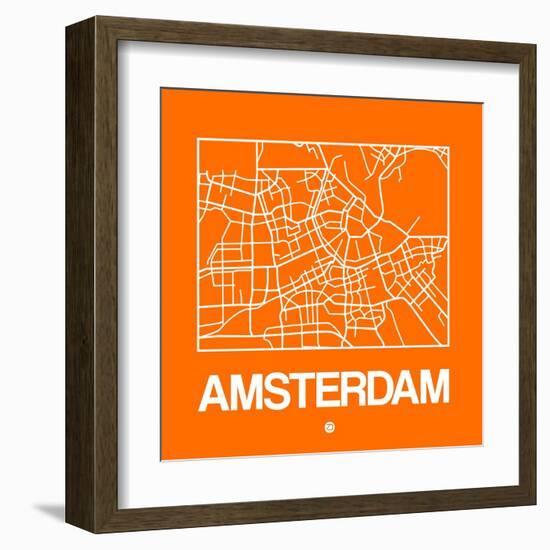 Orange Map of Amsterdam-NaxArt-Framed Art Print