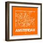 Orange Map of Amsterdam-NaxArt-Framed Art Print