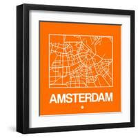 Orange Map of Amsterdam-NaxArt-Framed Art Print