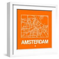 Orange Map of Amsterdam-NaxArt-Framed Art Print