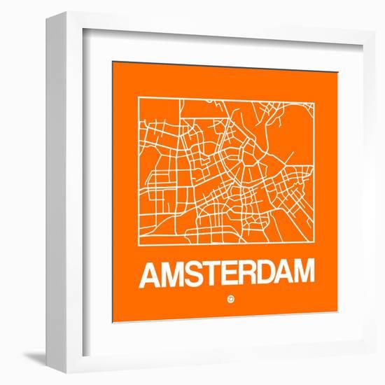 Orange Map of Amsterdam-NaxArt-Framed Art Print