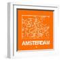 Orange Map of Amsterdam-NaxArt-Framed Art Print