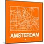 Orange Map of Amsterdam-NaxArt-Mounted Art Print