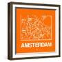 Orange Map of Amsterdam-NaxArt-Framed Art Print