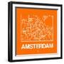 Orange Map of Amsterdam-NaxArt-Framed Art Print