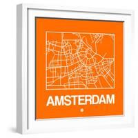 Orange Map of Amsterdam-NaxArt-Framed Art Print