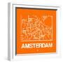 Orange Map of Amsterdam-NaxArt-Framed Art Print