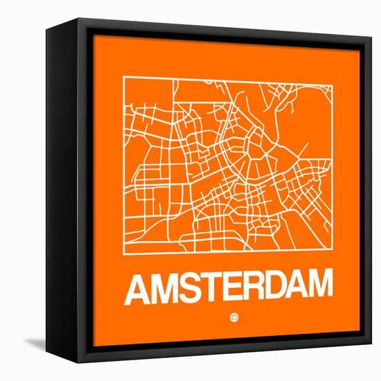 Orange Map of Amsterdam-NaxArt-Framed Stretched Canvas