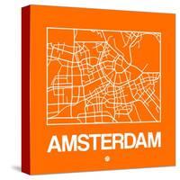 Orange Map of Amsterdam-NaxArt-Stretched Canvas