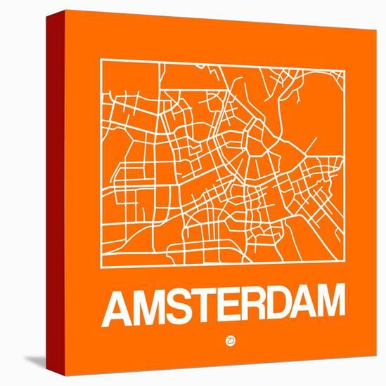 Orange Map of Amsterdam-NaxArt-Stretched Canvas