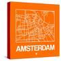 Orange Map of Amsterdam-NaxArt-Stretched Canvas