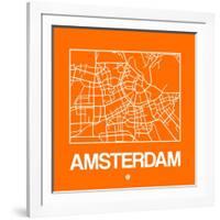 Orange Map of Amsterdam-NaxArt-Framed Art Print