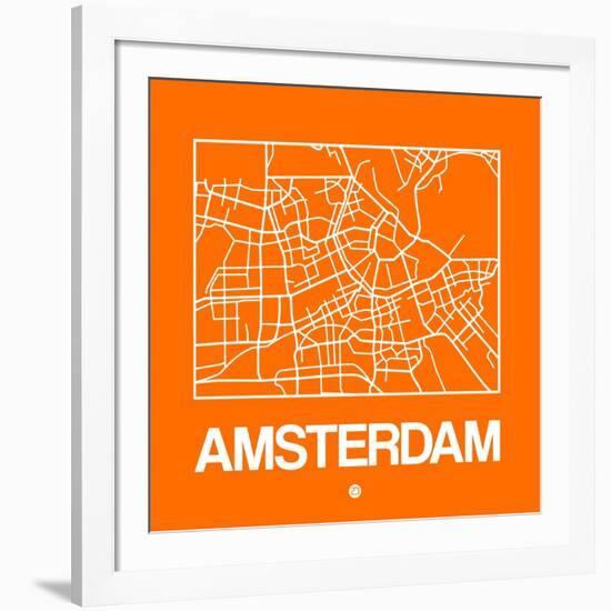 Orange Map of Amsterdam-NaxArt-Framed Art Print