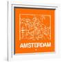 Orange Map of Amsterdam-NaxArt-Framed Art Print