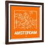 Orange Map of Amsterdam-NaxArt-Framed Art Print