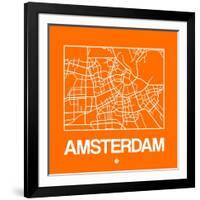 Orange Map of Amsterdam-NaxArt-Framed Art Print