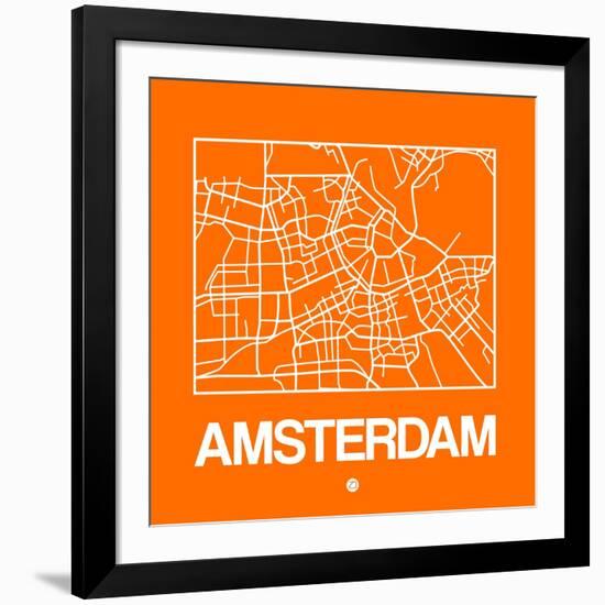 Orange Map of Amsterdam-NaxArt-Framed Art Print