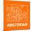 Orange Map of Amsterdam-NaxArt-Mounted Art Print