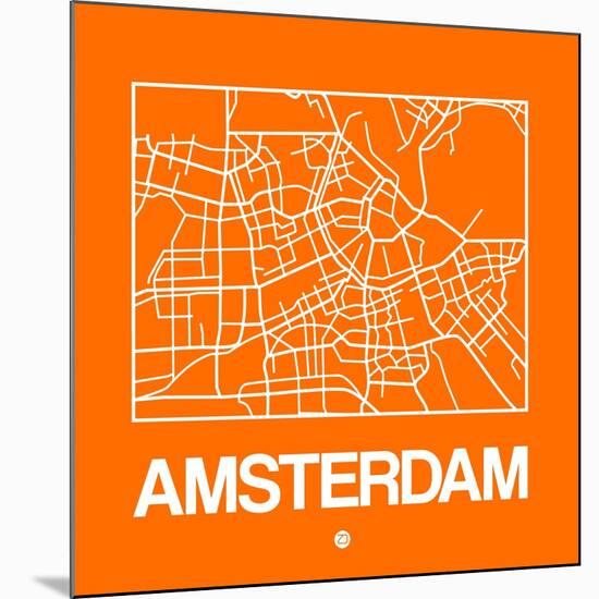 Orange Map of Amsterdam-NaxArt-Mounted Art Print