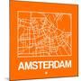 Orange Map of Amsterdam-NaxArt-Mounted Art Print