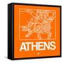 Orange Map of Athens-NaxArt-Framed Stretched Canvas