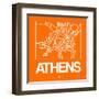 Orange Map of Athens-NaxArt-Framed Art Print