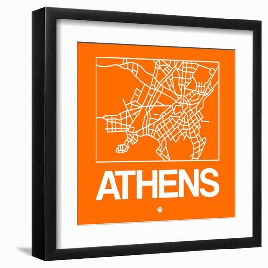 Orange Map of Athens-NaxArt-Framed Art Print