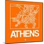 Orange Map of Athens-NaxArt-Mounted Art Print