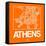 Orange Map of Athens-NaxArt-Framed Stretched Canvas