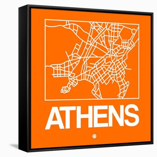 Orange Map of Athens-NaxArt-Framed Stretched Canvas