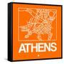 Orange Map of Athens-NaxArt-Framed Stretched Canvas