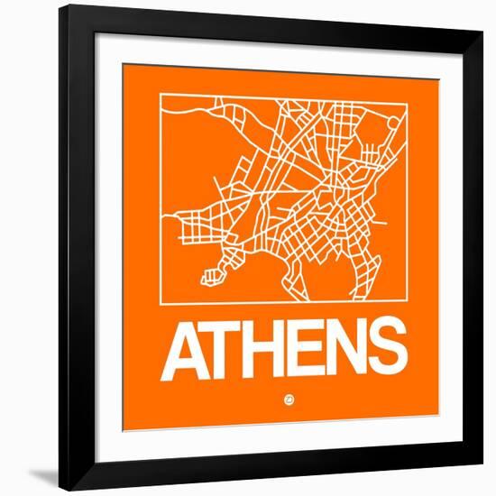 Orange Map of Athens-NaxArt-Framed Art Print