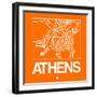 Orange Map of Athens-NaxArt-Framed Art Print