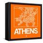 Orange Map of Athens-NaxArt-Framed Stretched Canvas