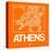 Orange Map of Athens-NaxArt-Stretched Canvas