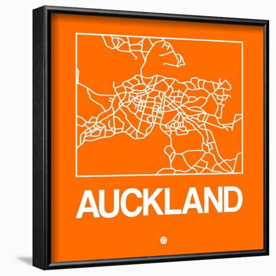 Orange Map of Auckland-NaxArt-Framed Art Print